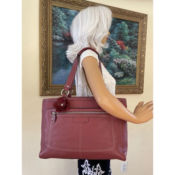 Vtg Coach Penelope large mauve pebble leather shoulder bag tote Serial F14684 - Picture 3 of 10